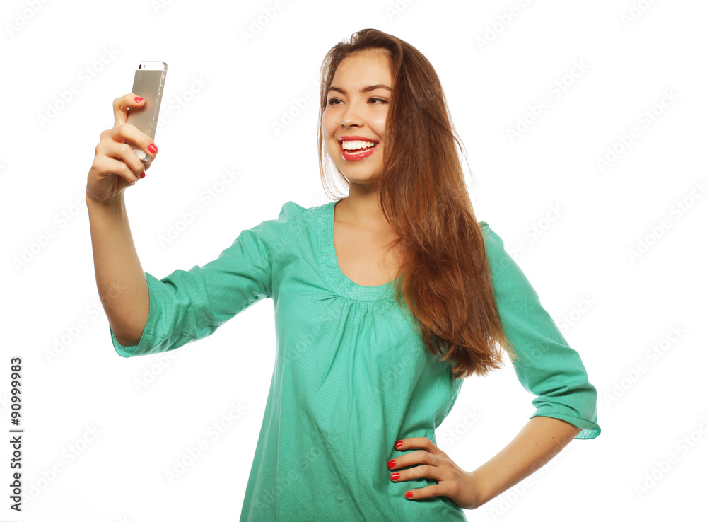 Pretty teen girl taking selfies Pretty teen girl taking selfies
