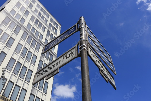 Street signs at the Potsdamer Platz in Berlin, Germany