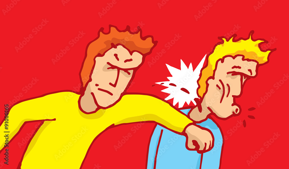 Man punching another on the face Man punching another on the face