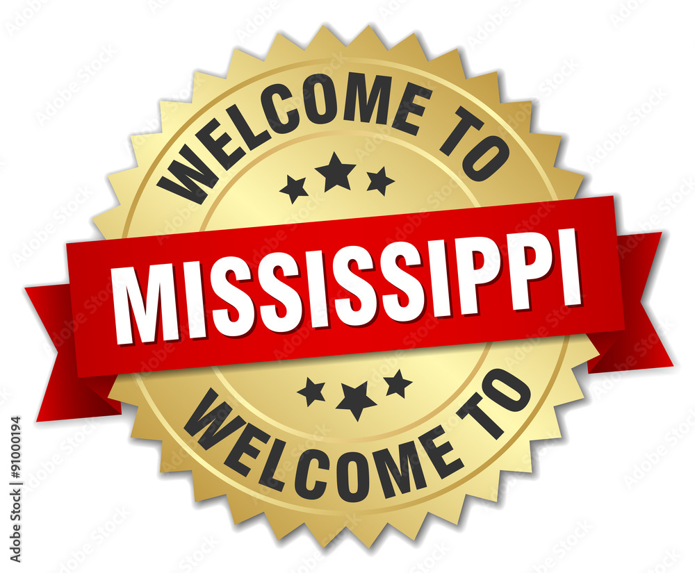 Mississippi 3d gold badge with red ribbon