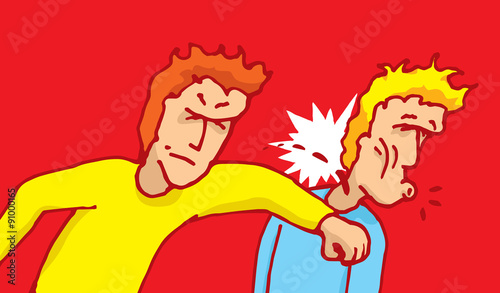 Man punching another on the face