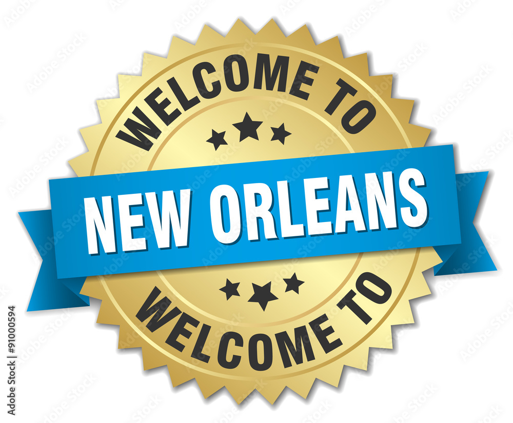 New Orleans 3d gold badge with blue ribbon