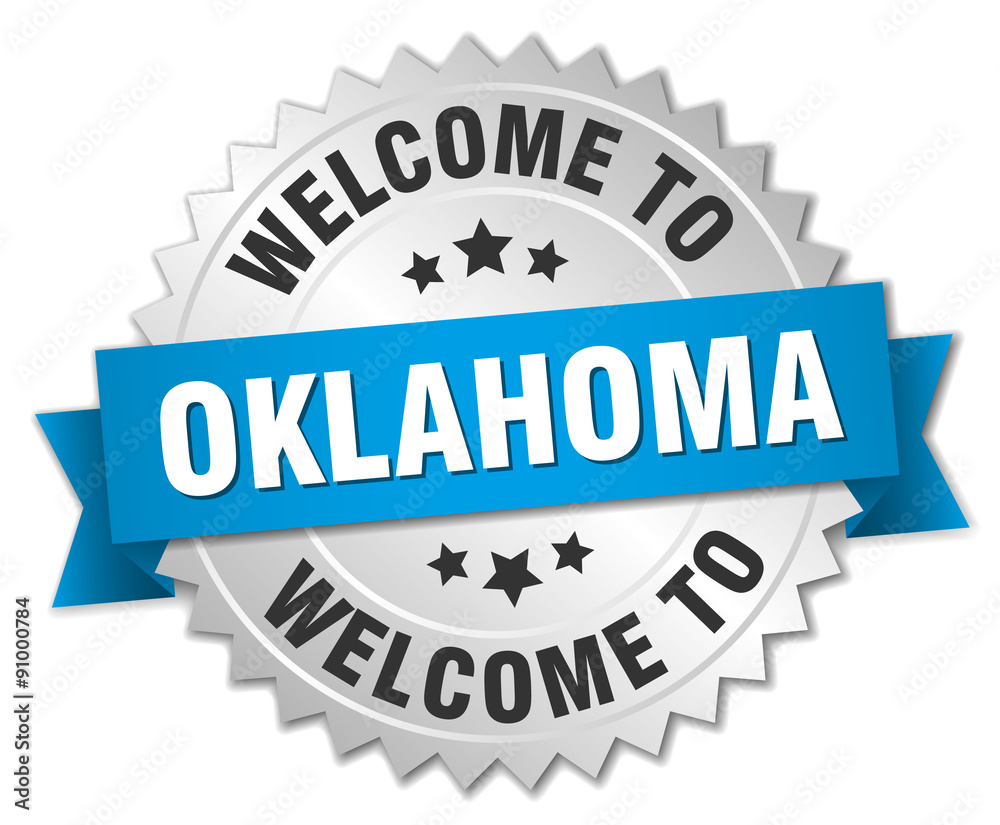 Oklahoma 3d silver badge with blue ribbon Oklahoma 3d silver badge with blue ribbon