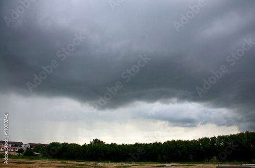 Land for Building Manufacture Construction Site with Stormy Clou