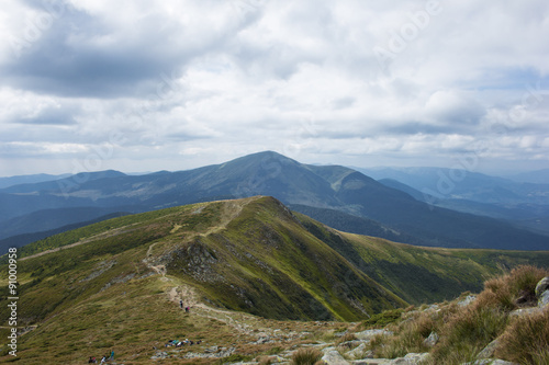 Panorama of the Carpathian Mountains. Mount Hoverla