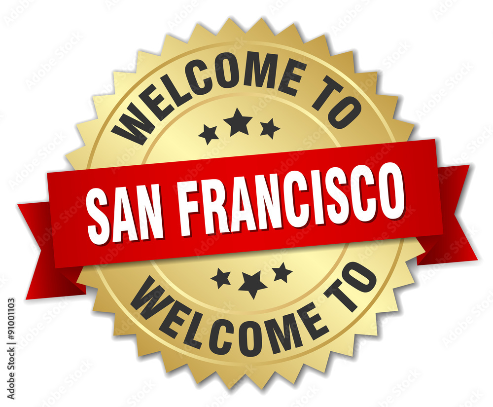 San Francisco 3d gold badge with red ribbon San Francisco 3d gold badge with red ribbon
