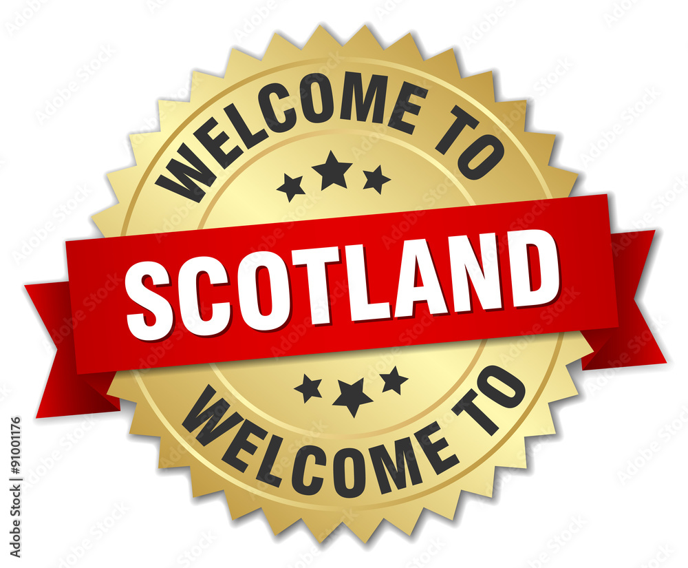 Scotland 3d gold badge with red ribbon Scotland 3d gold badge with red ribbon