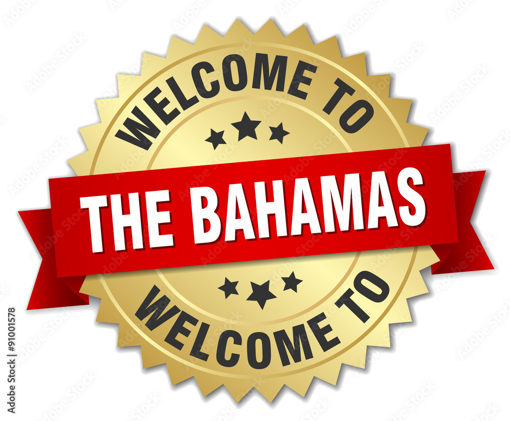The Bahamas 3d gold badge with red ribbon
