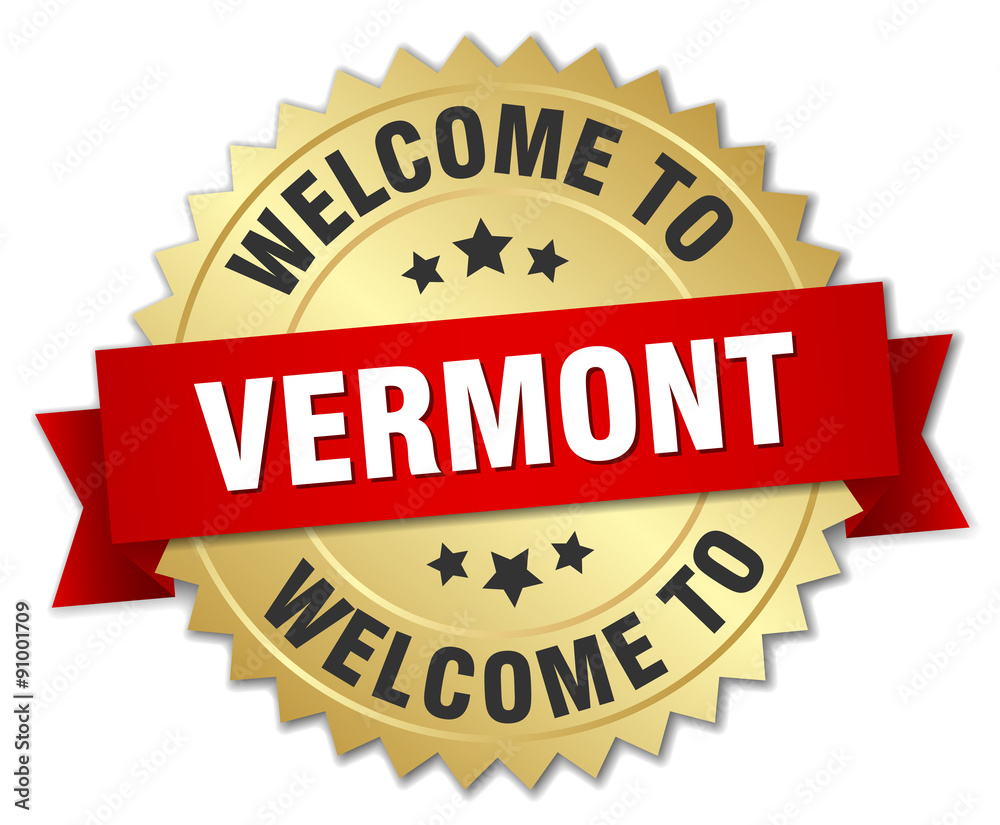 Vermont 3d gold badge with red ribbon Vermont 3d gold badge with red ribbon