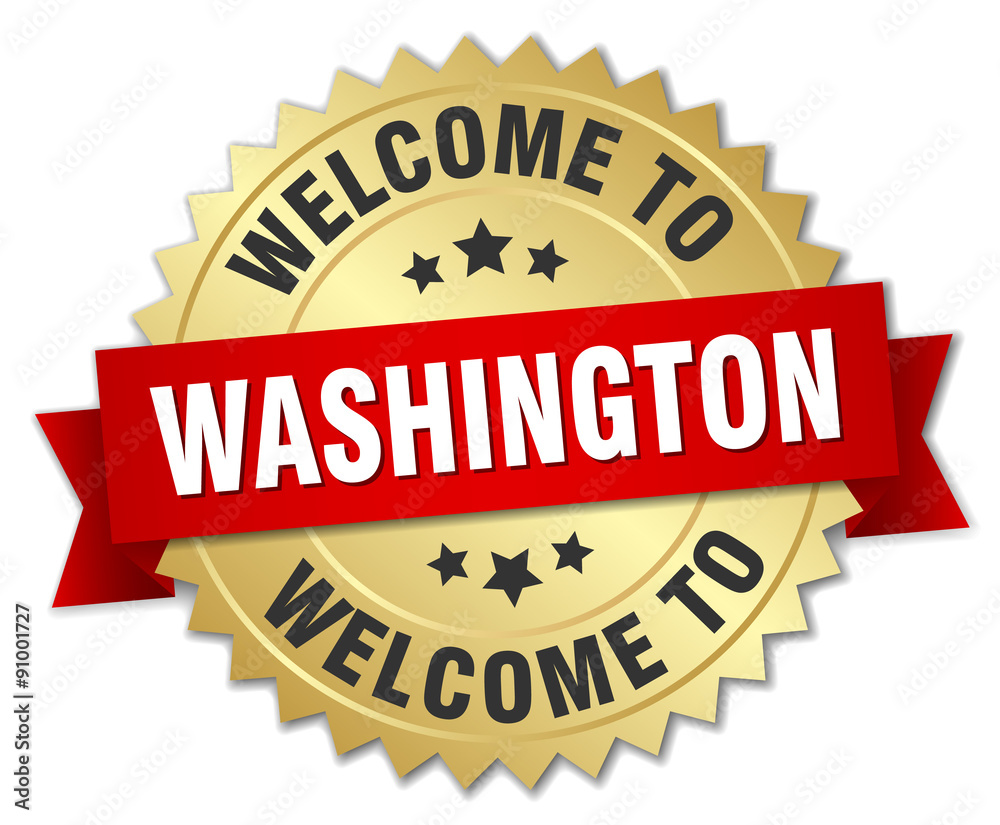 Washington 3d gold badge with red ribbon Washington 3d gold badge with red ribbon