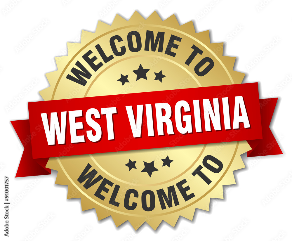 West Virginia 3d gold badge with red ribbon West Virginia 3d gold badge with red ribbon