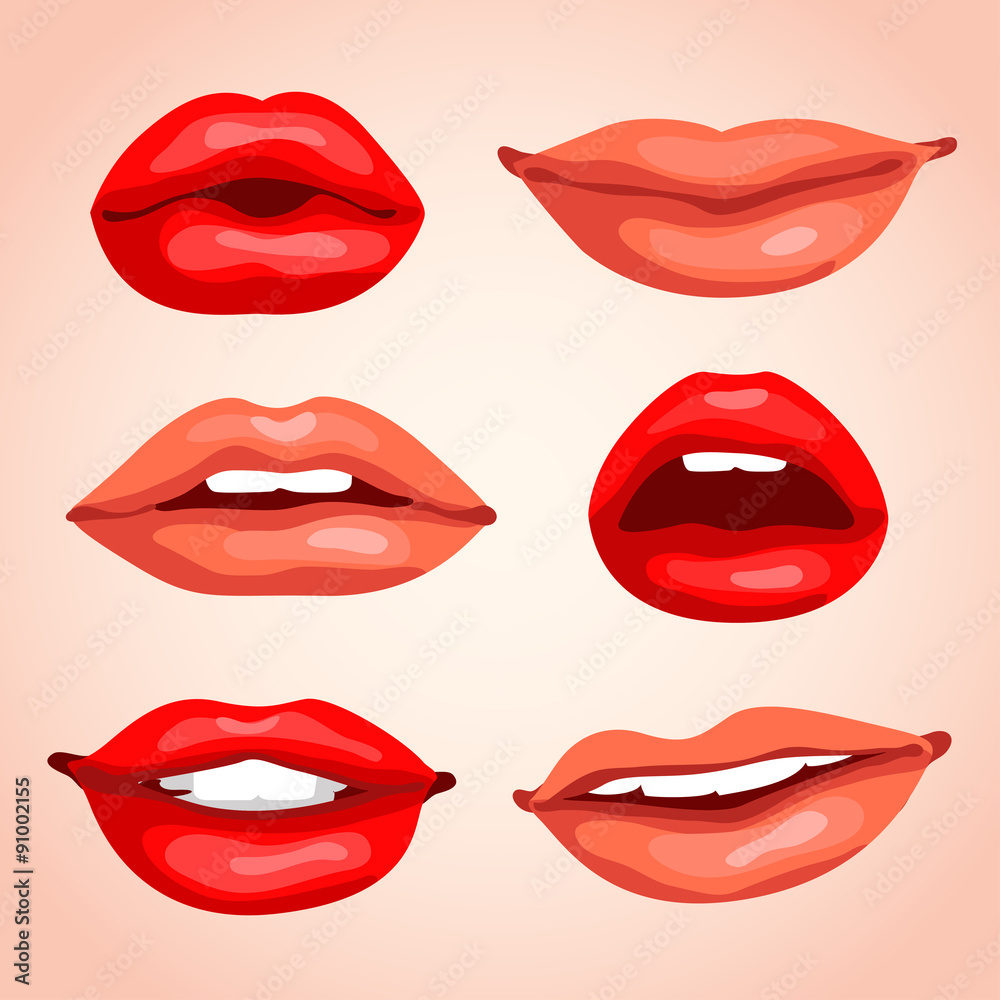 Obraz premium Sexy Lips Illustration Set