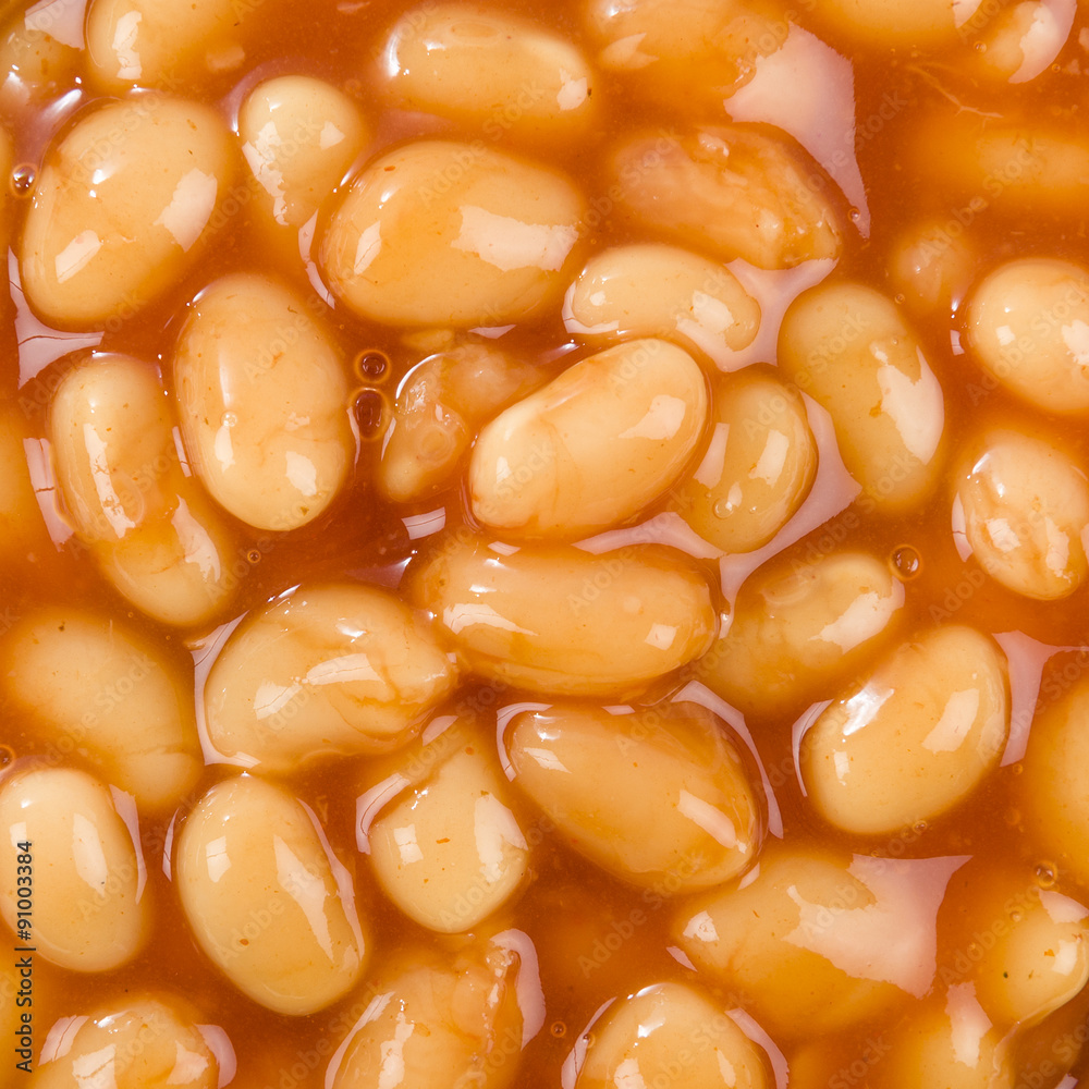 Baked Beans - Baked beans in tomato sauce. Close up from above.
Baked Beans - Baked beans in tomato sauce. Close up from above.
