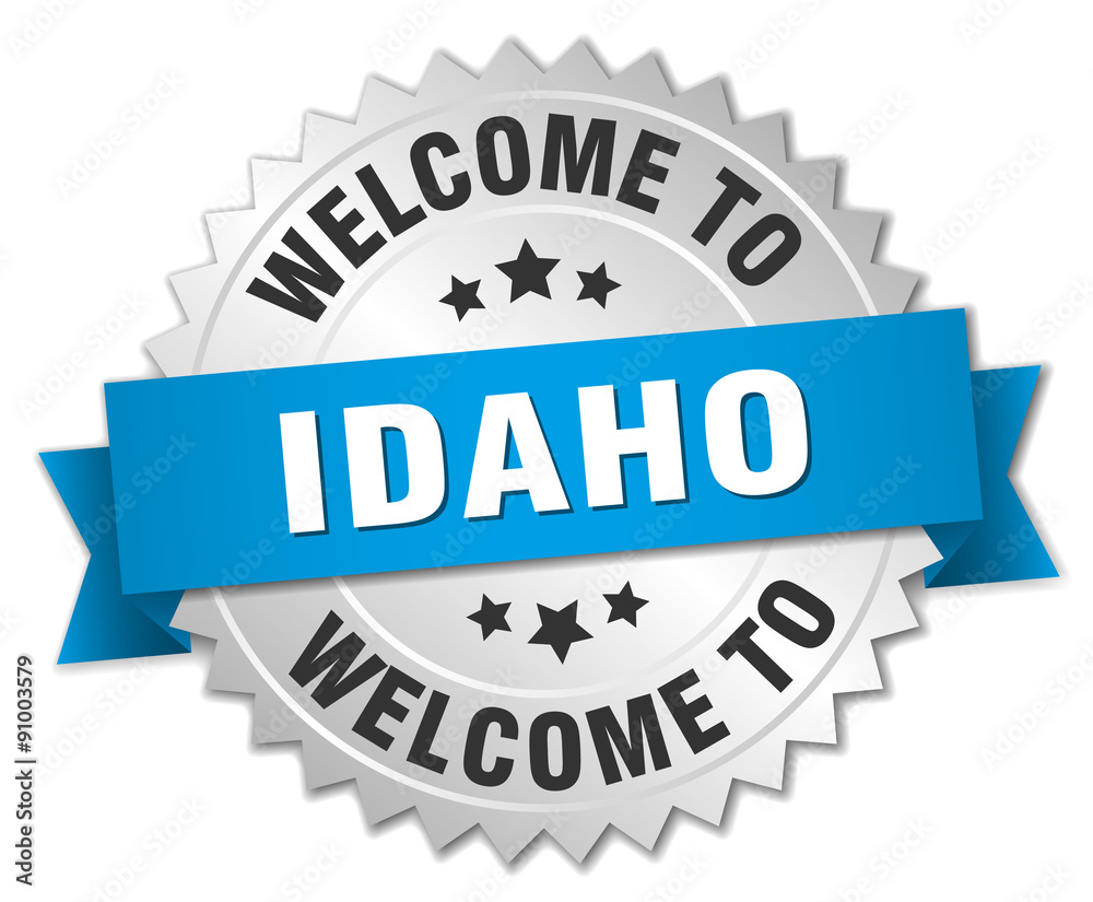 Idaho 3d silver badge with blue ribbon Idaho 3d silver badge with blue ribbon