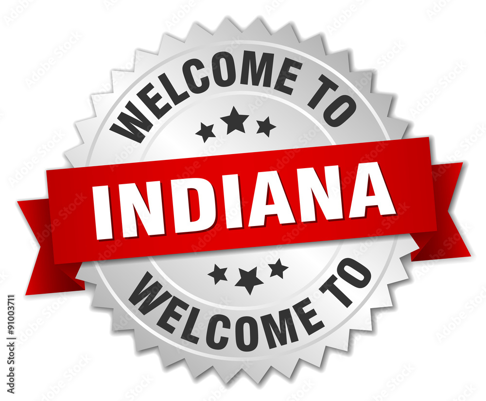 Indiana 3d silver badge with red ribbon Indiana 3d silver badge with red ribbon