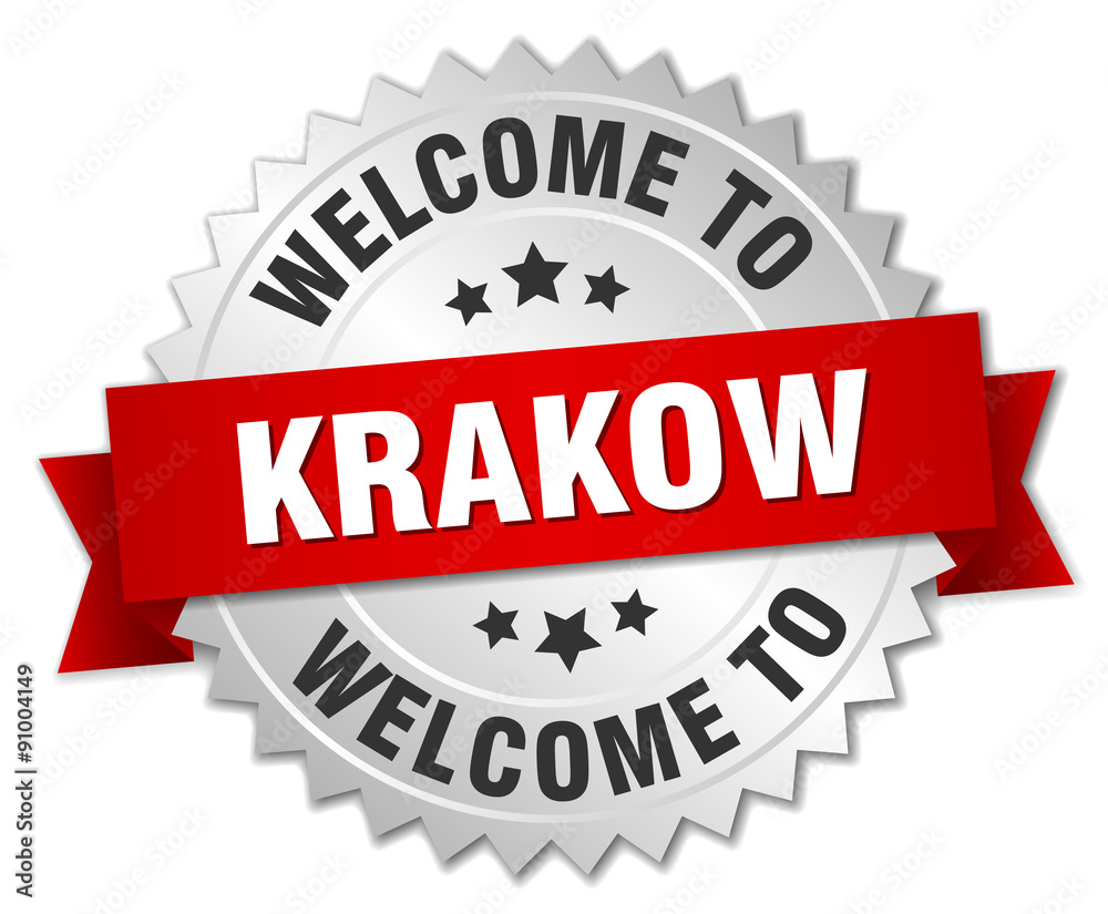 Krakow 3d silver badge with red ribbon Krakow 3d silver badge with red ribbon