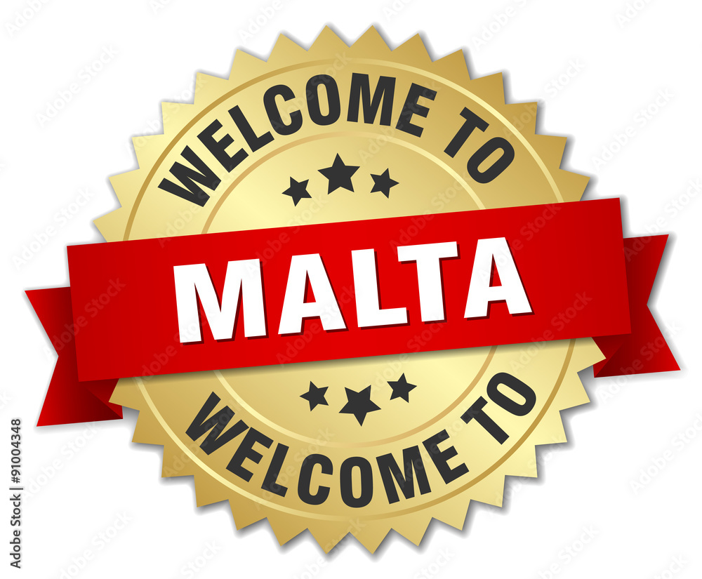Malta 3d gold badge with red ribbon Malta 3d gold badge with red ribbon