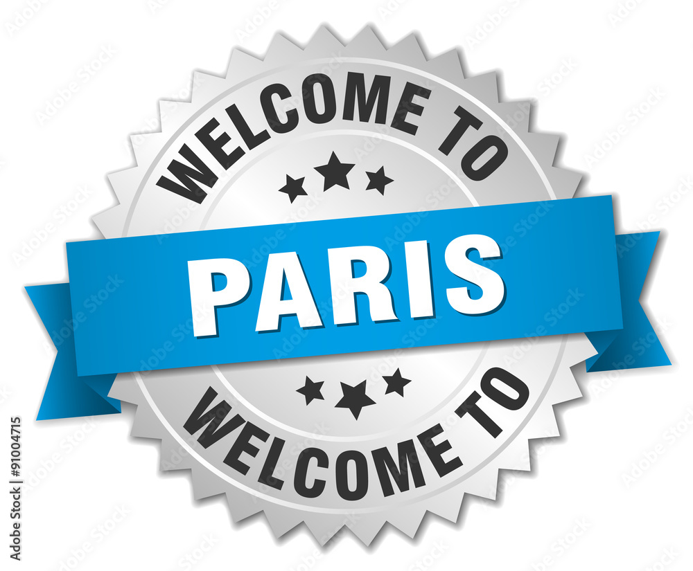 Paris 3d silver badge with blue ribbon Paris 3d silver badge with blue ribbon