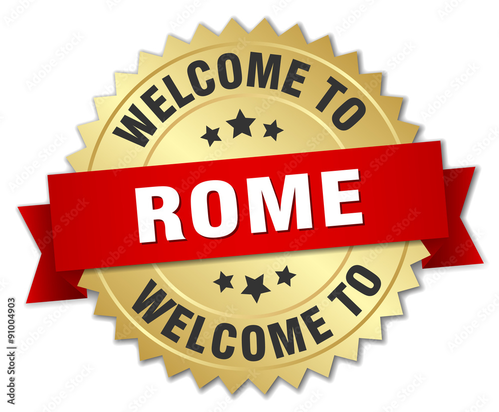 Rome 3d gold badge with red ribbon Rome 3d gold badge with red ribbon