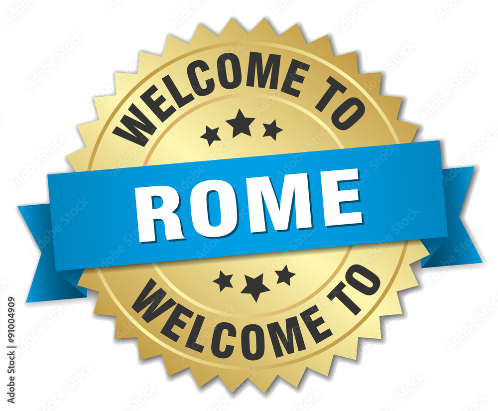 Rome 3d gold badge with blue ribbon Rome 3d gold badge with blue ribbon