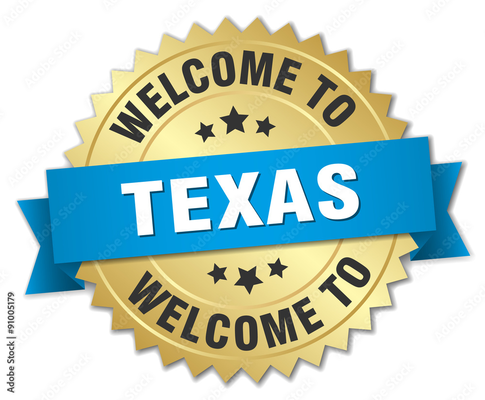 Texas 3d gold badge with blue ribbon Texas 3d gold badge with blue ribbon