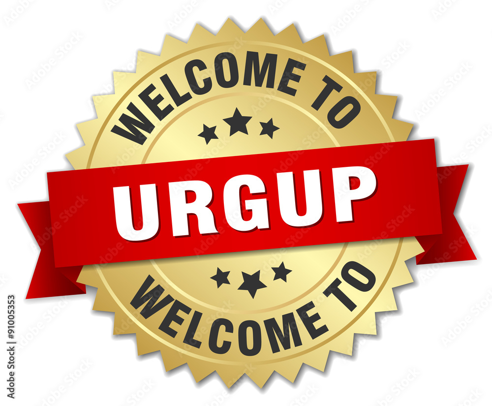 Urgup 3d gold badge with red ribbon