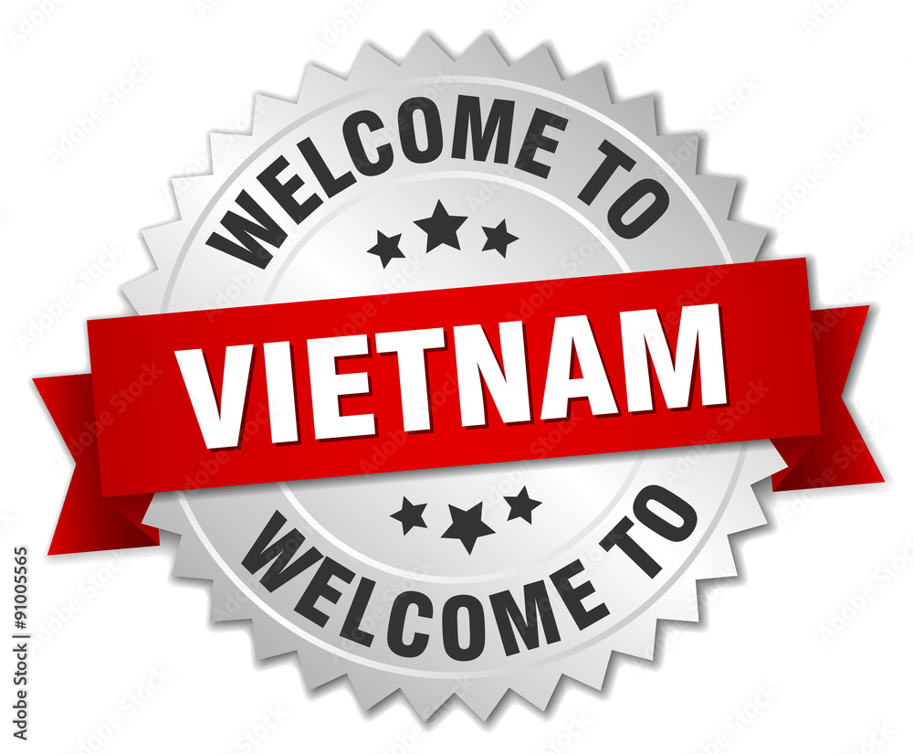 Vietnam 3d silver badge with red ribbon Vietnam 3d silver badge with red ribbon
