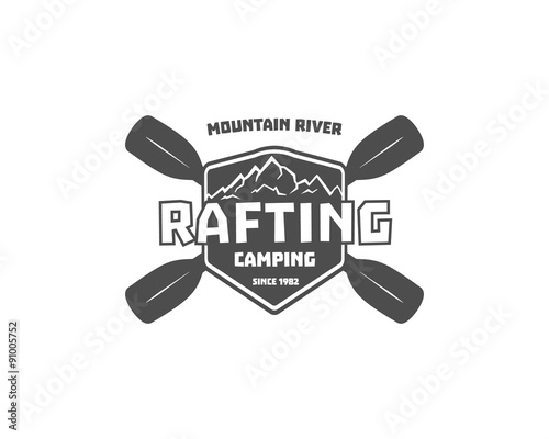 Vintage rafting, kayaking, canoeing camp logo, labels and badges