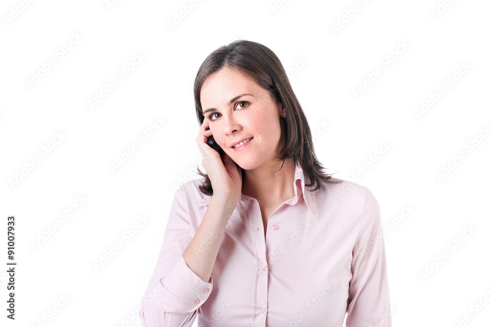 Business woman talking on her mobile phone. Business woman talking on her mobile phone.