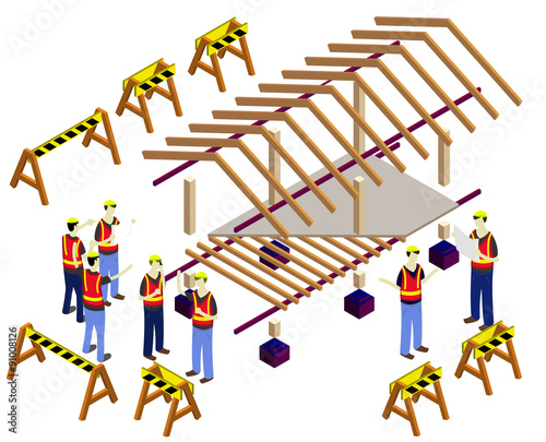 illustration of house structure concept in isometric graphic 