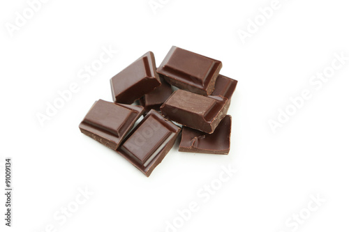 Dark chocolate bar isolated on white