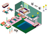 illustration of infographic interior  room concept in isometric graphic