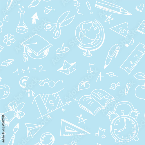 Creative seamless school pattern with white pen children drawing