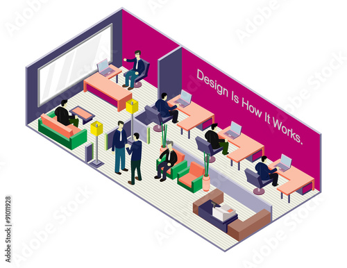 illustration of infographic interior  room concept in isometric graphic