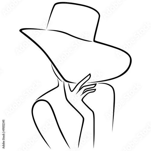 Lady in hat with wide brim that hides the face