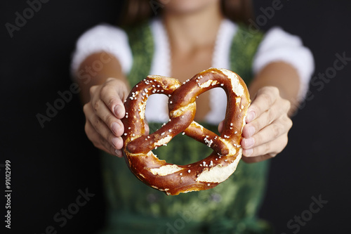 Woman with pretzel