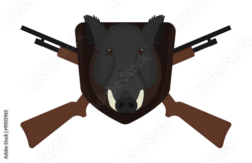 Hunting trophy. Boar head