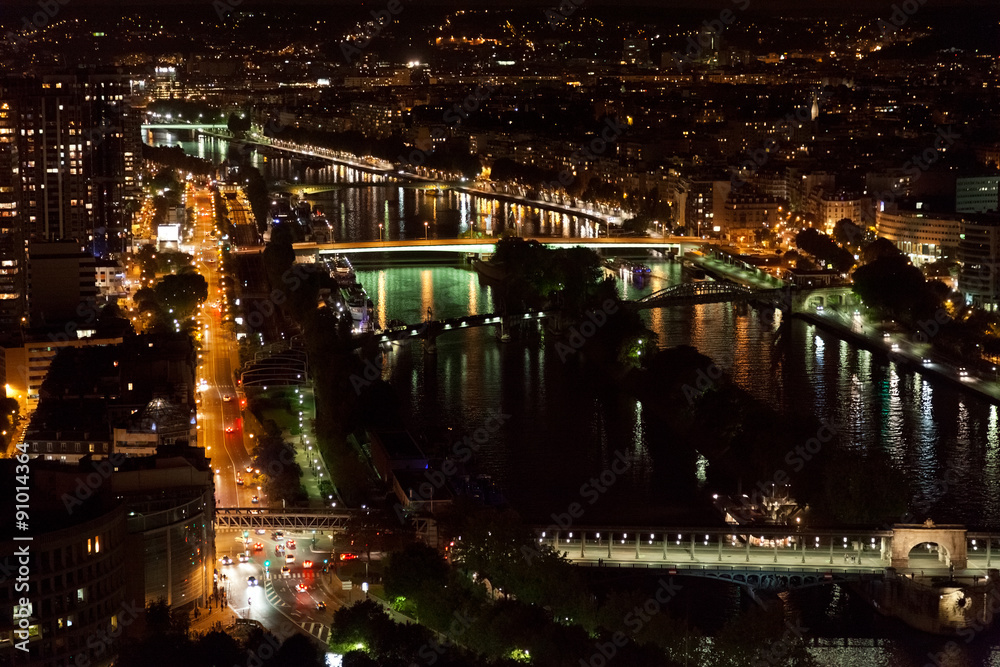 View from the Eiffel Tower at night