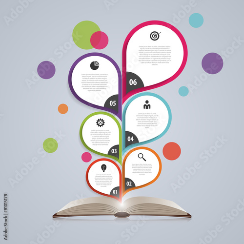 infographic design template with book. Abstract tree. Vector illustration
