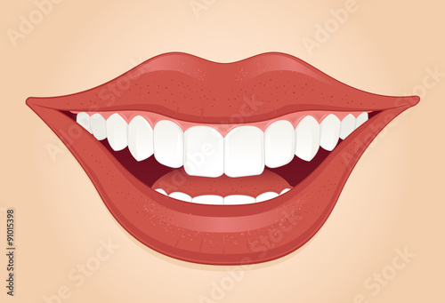 Happy smile mouth showing teeth vector illustration