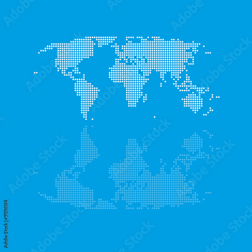 world map with gloss on blue background vector