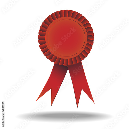 Red badge with ribbon