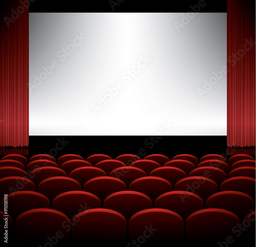 Cinema auditorium with screen vector background