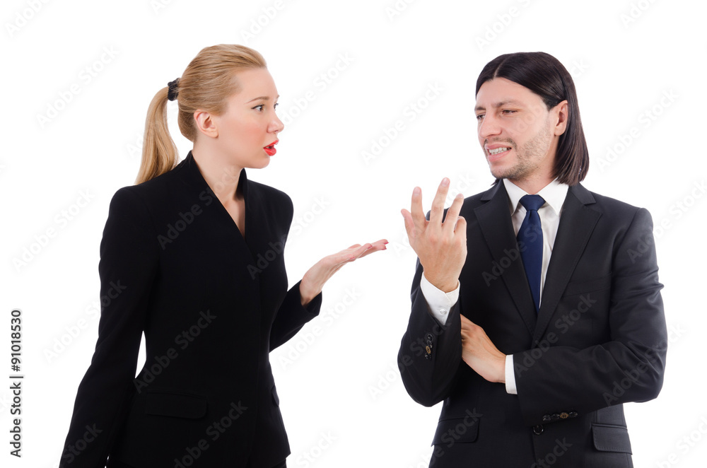Businessman and businesswoman isolated on white Businessman and businesswoman isolated on white