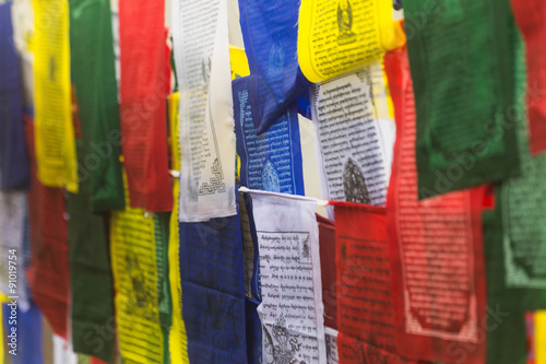 Stampa su tela Tibetan monks. Prayer. Buddhism