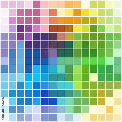 Colorful square mosaic with white borders (background or pattern)