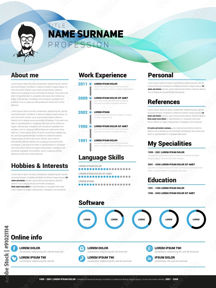Minimalist CV, resume template with simple design, vector