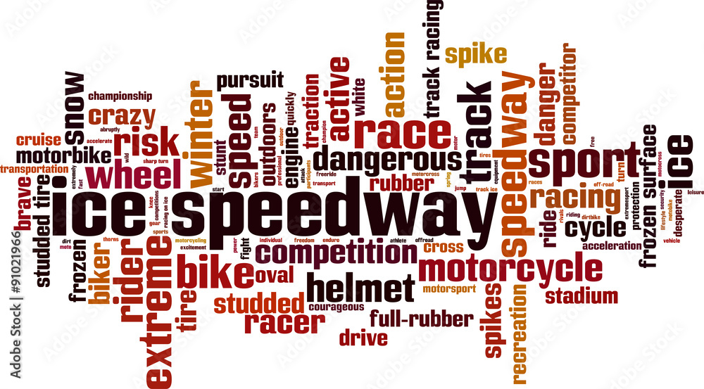 Ice speedway word cloud concept. Vector illustration Ice speedway word cloud concept. Vector illustration