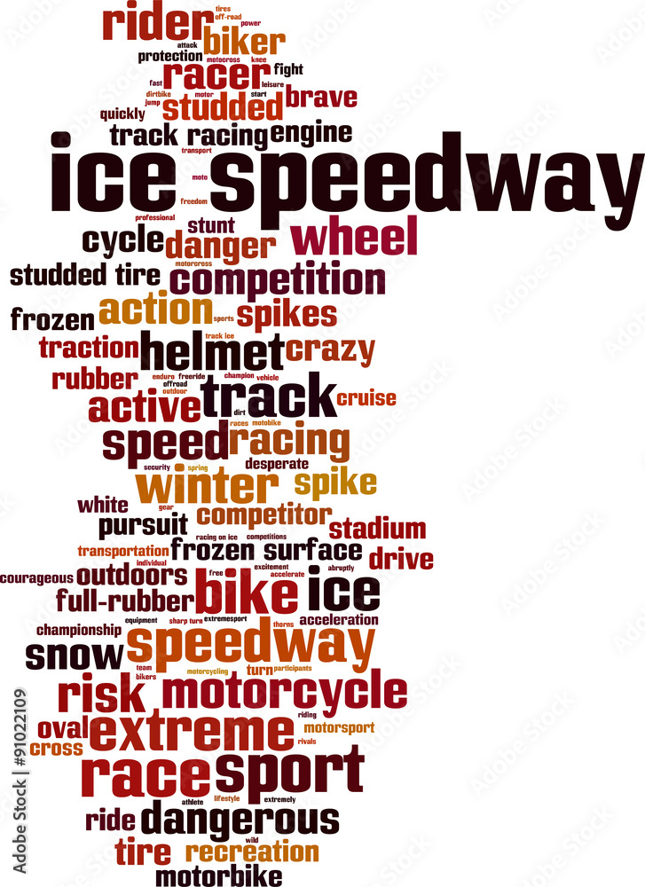 Ice speedway word cloud concept. Vector illustration