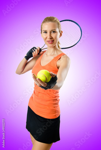 Woman tennis player on white © Elnur